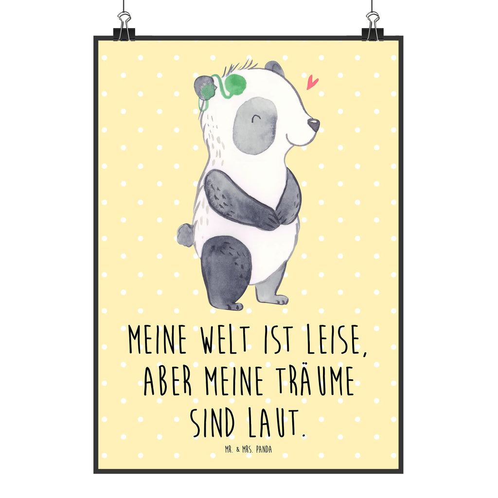 Plakat Panda Głuchy Designposter, Wanddeko Bild, Posterdruck, Kunstdruck, Raumdekoration, Wanddekoration, Poster, Küchenposter, Bild, Wandposter, Wanddeko, Handgemaltes Poster, Mr. & Mrs. Panda Poster, Kinderposter, Panda, ertaubt, Cochlea Implantat, gehörlos