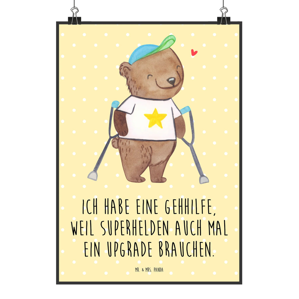 Poster Bär Gehhilfen Posterdruck, Wanddeko Bild, Poster, Wanddekoration, Kunstdruck, Mr. & Mrs. Panda Poster, Küchenposter, Wanddeko, Bild, Wandposter, Handgemaltes Poster, Kinderposter, Designposter, Raumdekoration, Gehhilfe, Bär, Krücken