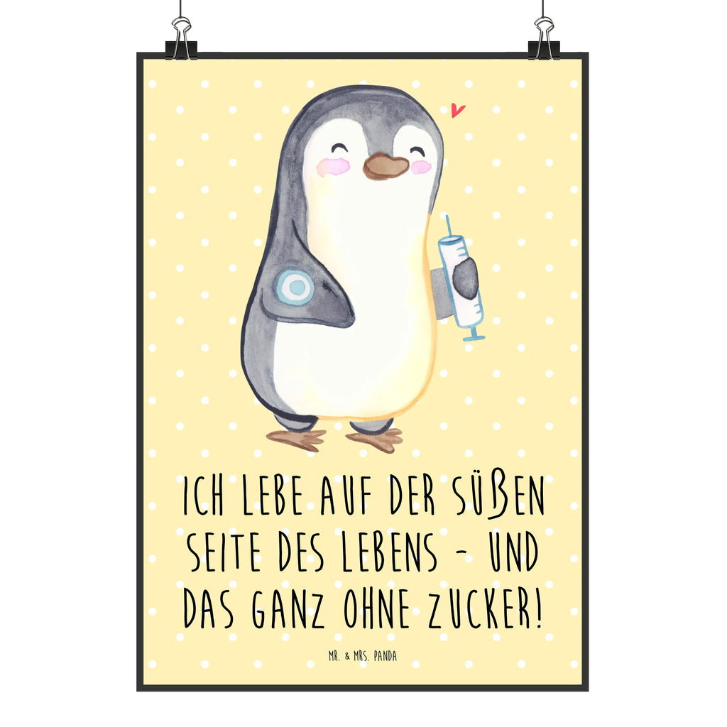 Poster Pinguin Diabetes Mr. & Mrs. Panda Poster, Wanddeko, Posterdruck, Wandposter, Wanddekoration, Kinderposter, Poster, Bild, Designposter, Kunstdruck, Raumdekoration, Wanddeko Bild, Handgemaltes Poster, Küchenposter, Pinguin, Zuckerkrankheit, Diabetes Mellitus, Diabetes