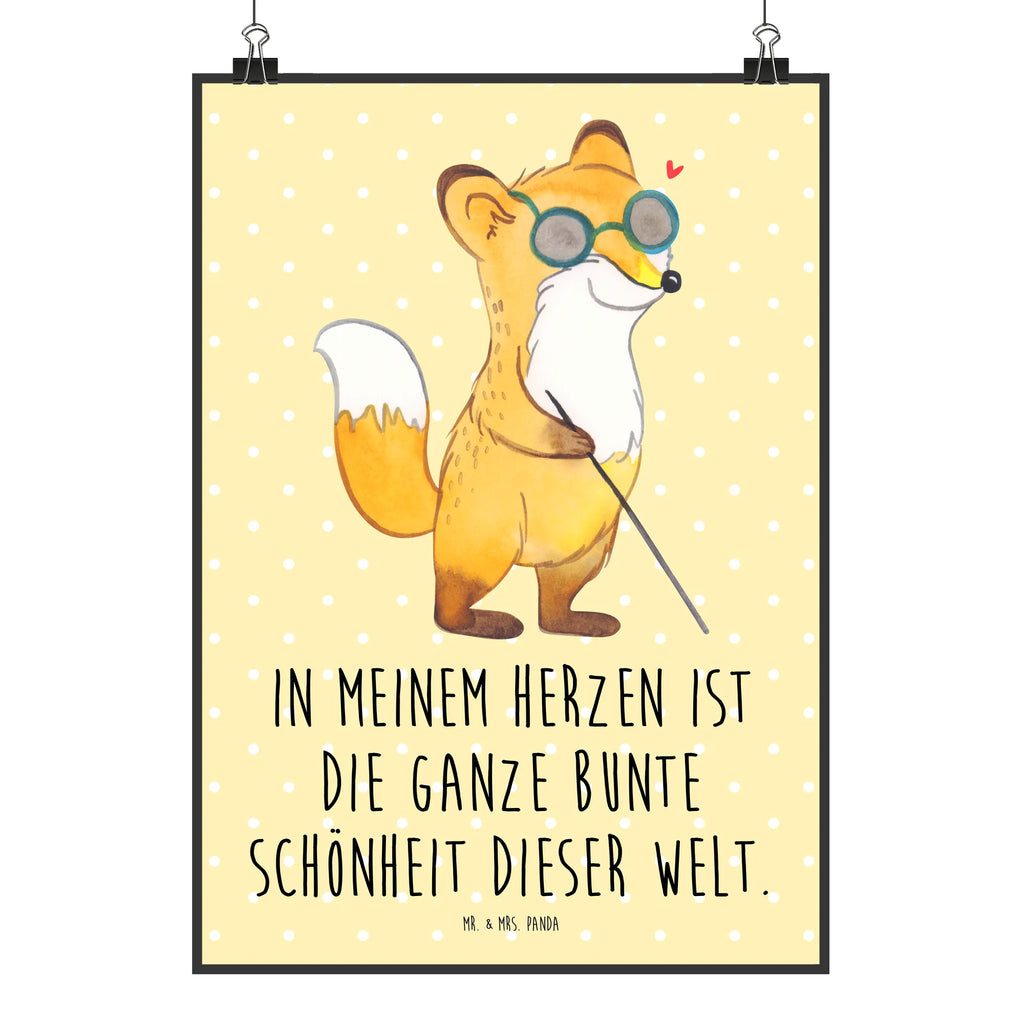 Poster Fox Blindness Raumdekoration, Wandposter, Posterdruck, Küchenposter, Designposter, Kunstdruck, Mr. & Mrs. Panda Poster, Wanddeko, Wanddeko Bild, Bild, Poster, Wanddekoration, Kinderposter, Handgemaltes Poster, Fuchs, Blindheit, Erblindung