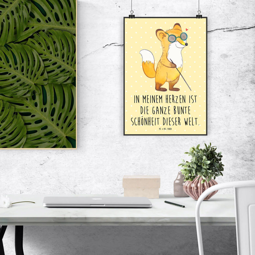 Poster Fox Blindness Raumdekoration, Wandposter, Posterdruck, Küchenposter, Designposter, Kunstdruck, Mr. & Mrs. Panda Poster, Wanddeko, Wanddeko Bild, Bild, Poster, Wanddekoration, Kinderposter, Handgemaltes Poster, Fuchs, Blindheit, Erblindung