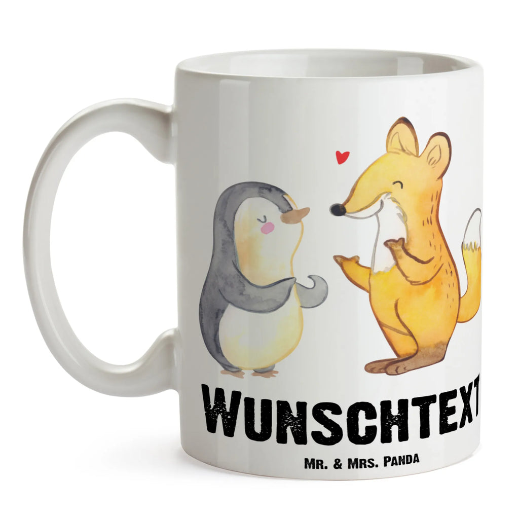 Personalised cup Fox & Penguin deaf Personalisiert, Tasse, Drucken, Wunschname, Namenstasse, Namen, Tasse mit Namen, Personalisierte Tasse, Fuchs, gehörlos, Pinguin, Gebärdensprache
