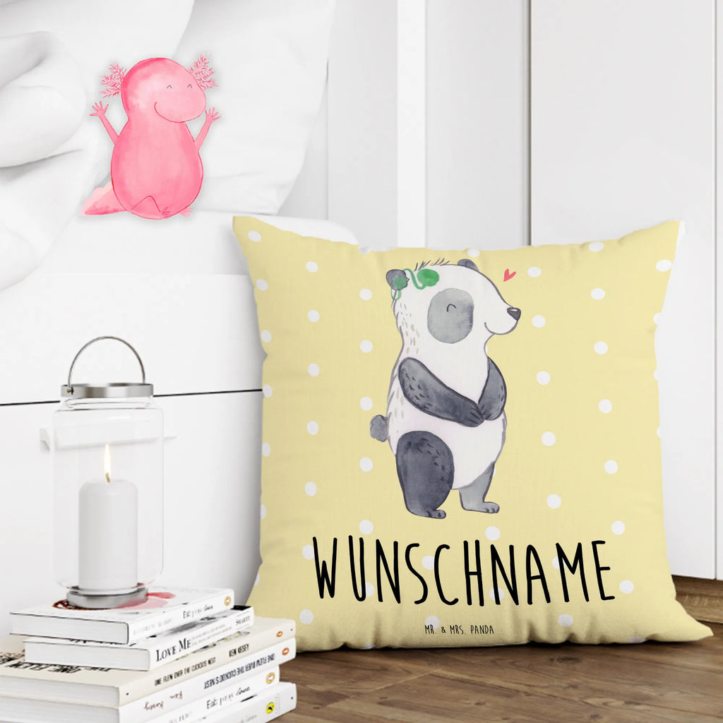 Personalisiertes Kissen Panda Gehörlos bedrucken, Kopfkissen, Name, Kissen, Wunschname, personalisiert, Cochlea Implantat, Panda, ertaubt, gehörlos