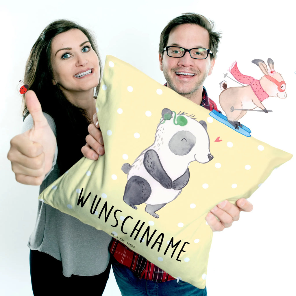 Personalisiertes Kissen Panda Gehörlos bedrucken, Kopfkissen, Name, Kissen, Wunschname, personalisiert, Cochlea Implantat, Panda, ertaubt, gehörlos
