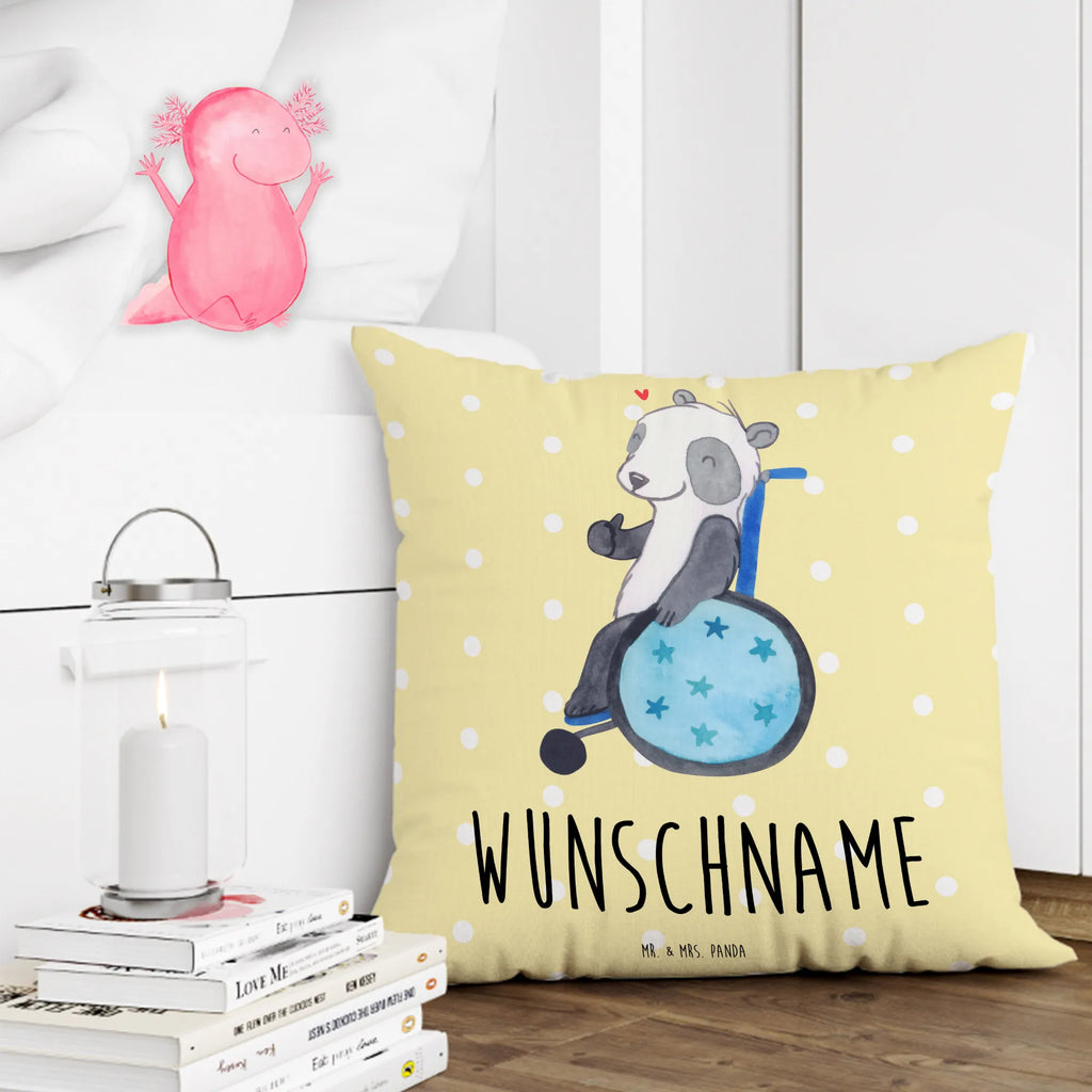 Personalised cushion Panda Wheelchair personalisiert, Kopfkissen, bedrucken, Kissen, Name, Wunschname, Panda, Rollstuhl