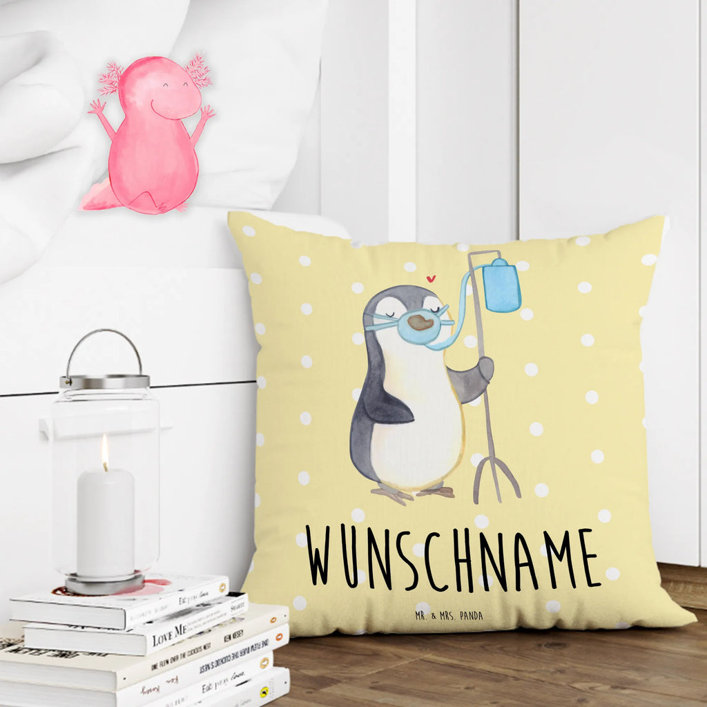 Personalised cushion Penguin Oxygen Kopfkissen, bedrucken, personalisiert, Name, Kissen, Wunschname, Sauerstoffgerät, Pinguin, Sauerstofftherapie