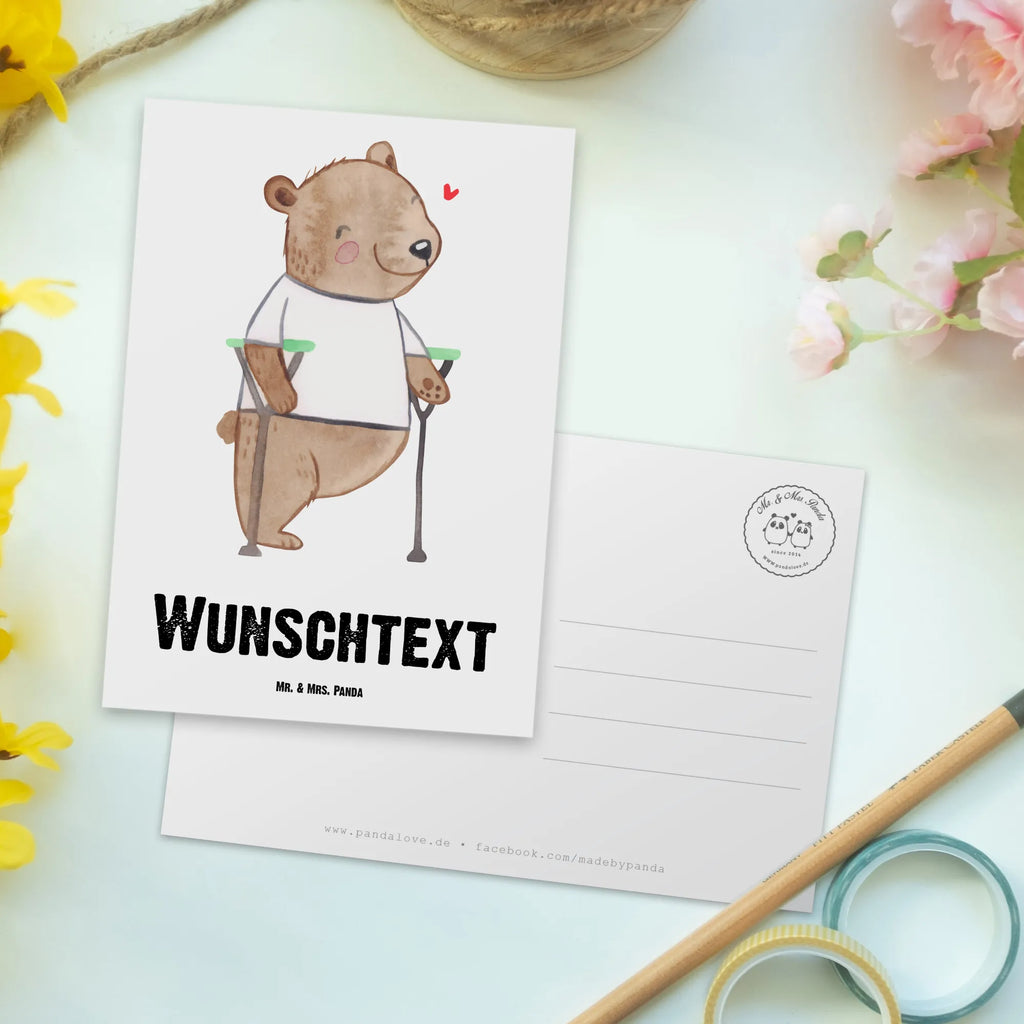 Personalisierte Postkarte Bär Beinamputation Grußkarte mit Namen, Karte mit Namen, Einladung mit Wunschtext, Postkarte mit Namen, Grußkarte mit Wunschtext, Postkarte mit Wunschtext, Postkarte bedrucken, Ansichtskarte mit Wunschtext, Karte mit Wunschtext, Ansichtskarte mit Namen, Geschenkkarte mit Wunschtext, Postkarte personalisierbar, Geschenkkarte mit Namen, Einladung mit Namen, Beinamputation, Bär, Amputation
