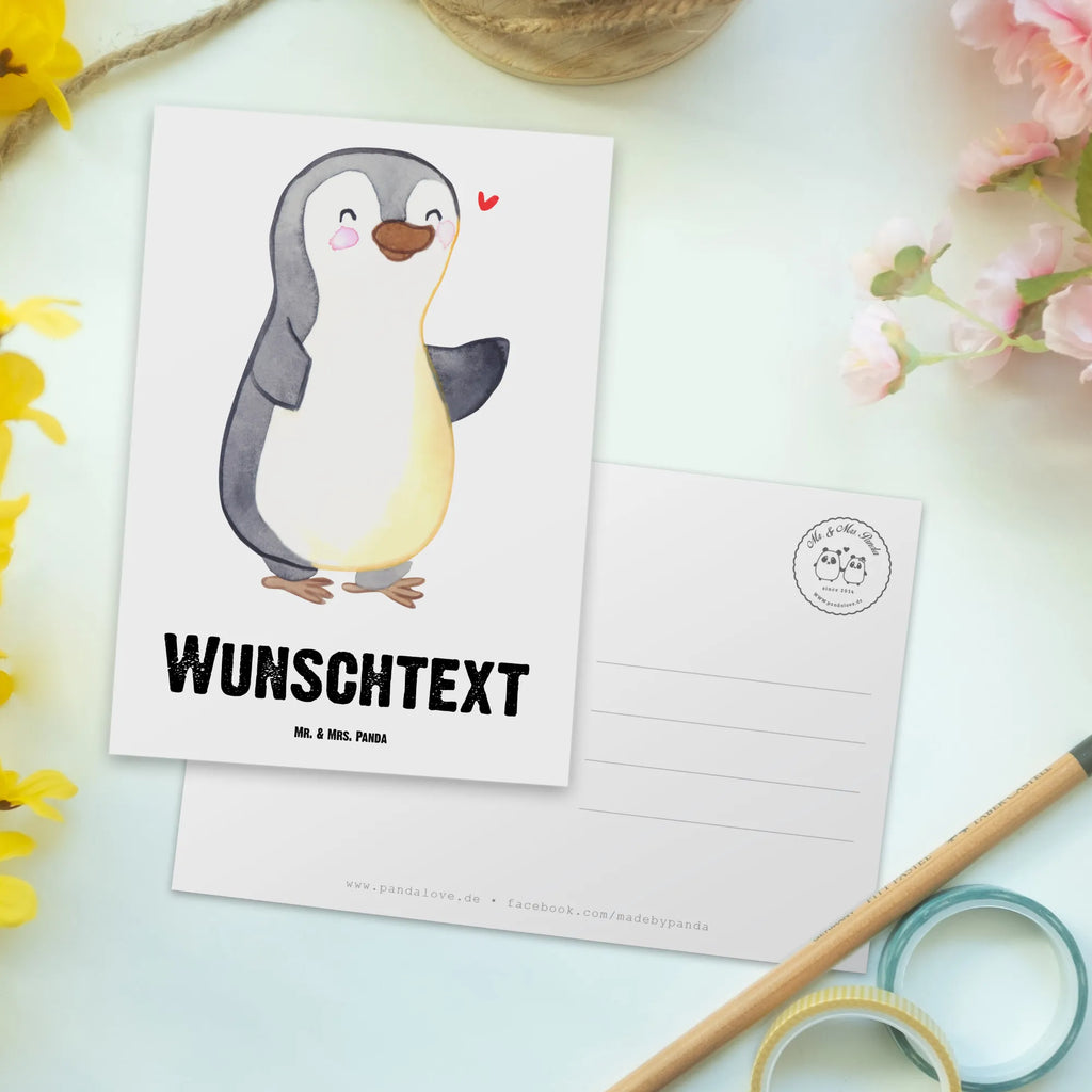 Personalisierte Postkarte Pinguin Amputation Grußkarte mit Wunschtext, Ansichtskarte mit Wunschtext, Grußkarte mit Namen, Einladung mit Namen, Karte mit Namen, Einladung mit Wunschtext, Geschenkkarte mit Namen, Postkarte personalisierbar, Geschenkkarte mit Wunschtext, Postkarte mit Wunschtext, Postkarte bedrucken, Karte mit Wunschtext, Ansichtskarte mit Namen, Postkarte mit Namen, Armamputation, Amputation, Pinguin