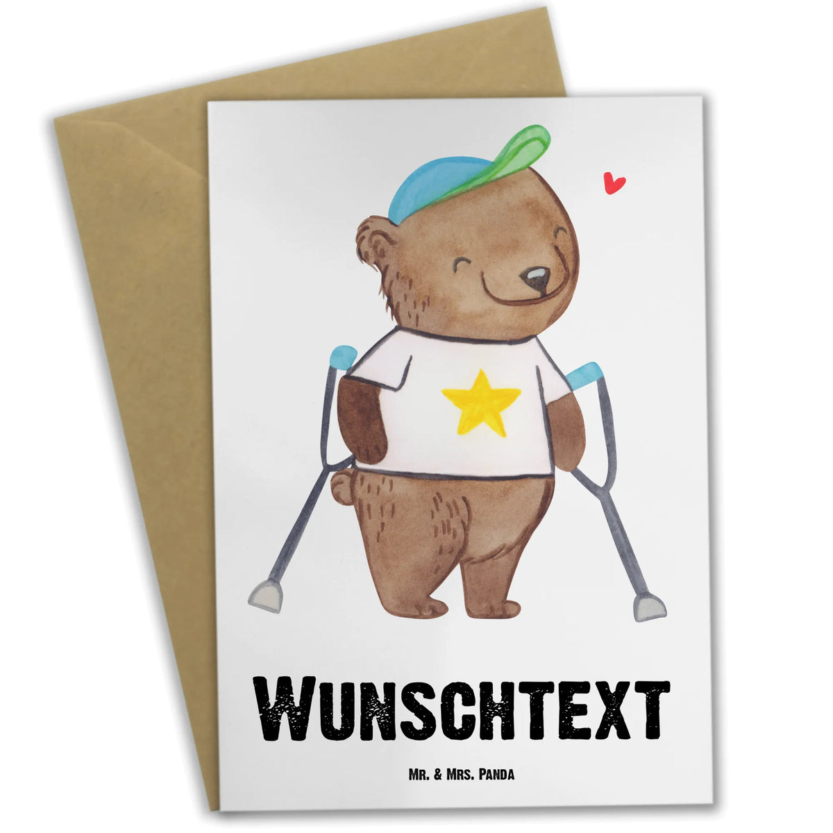 Personalised greetings card Bear Walking aids Personalisierte Karte, grußkarte personalisiert, Grußkarte personalisierbar, individuelle grußkarte, Personalisierte Klappkarte, Grußkarten Personalisiert, Personalisierte Grußkarte, Gehhilfe, Krücken, Bär