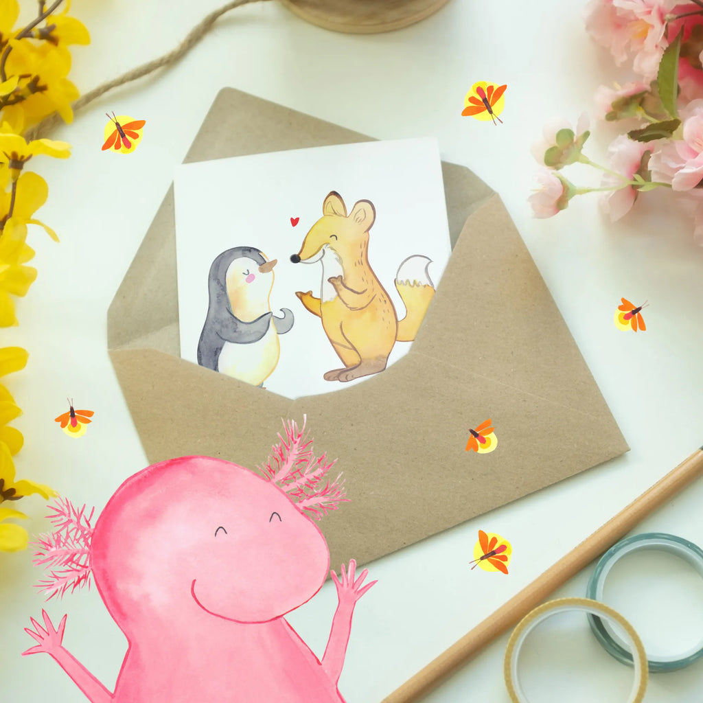 Personalised greetings card Fox & Penguin deaf Grußkarte als Geldgeschenk, Grußkarte mit persönlichen Nachrichten, Personalisierte Geburtstagskarte, Personalisierte Einladungskarte, Grußkarten personalisiert, Personalisierte Hochzeitskarte, Grußkarte selber drucken, Personalisierte Karte, Personalisierte Grußkarte, Grußkarte mit Namen, Personalisiertere Klappkarte, Personalisierte Glückwunschkarte, Grußkarte selbst gestalten, gehörlos, Pinguin, Gebärdensprache, Fuchs