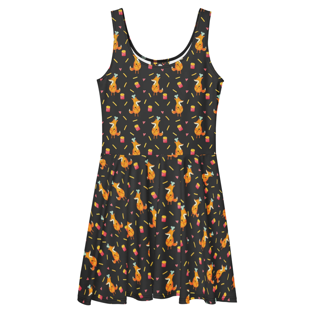 Summer dress Fox Fries Kleid, Sommerkleid, Skaterkleid, Pommes Muster, Pommes, Pomes Frites, Fuchs Muster, Fuchs