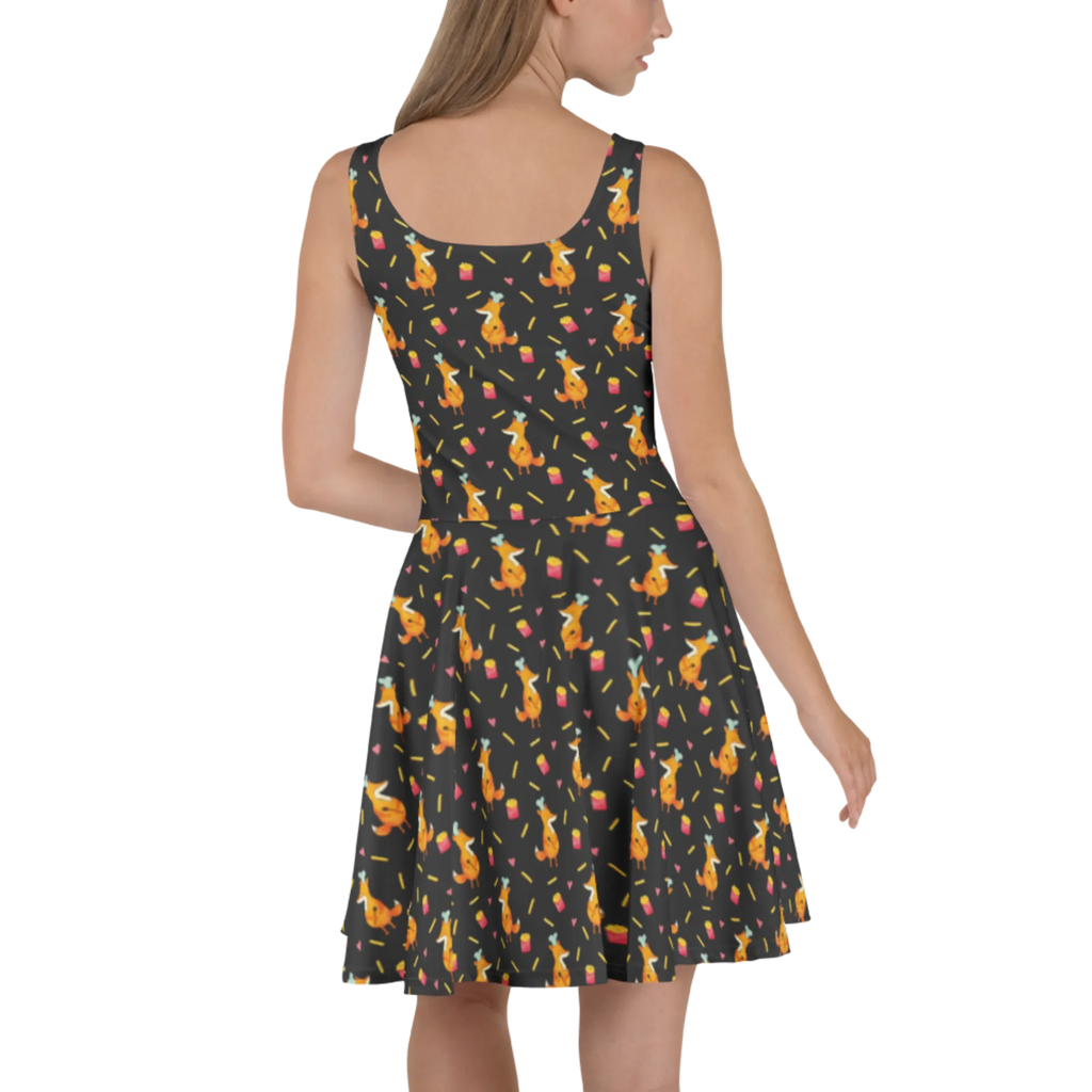 Summer dress Fox Fries Kleid, Sommerkleid, Skaterkleid, Pommes Muster, Pommes, Pomes Frites, Fuchs Muster, Fuchs
