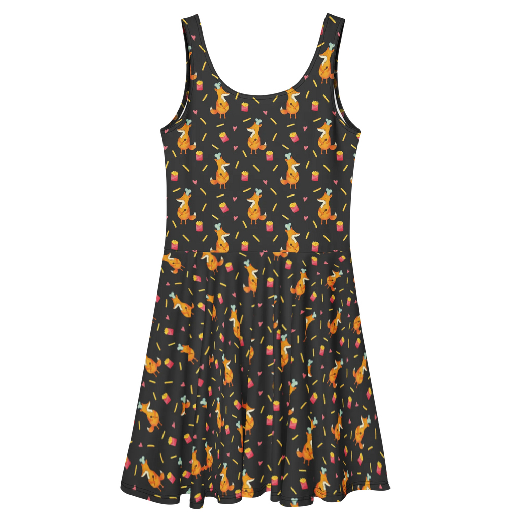 Summer dress Fox Fries Kleid, Sommerkleid, Skaterkleid, Pommes Muster, Pommes, Pomes Frites, Fuchs Muster, Fuchs