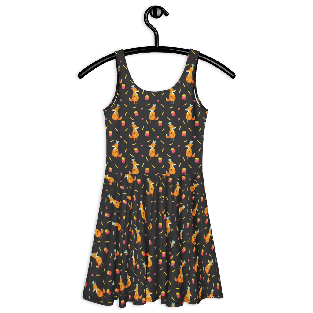 Summer dress Fox Fries Kleid, Sommerkleid, Skaterkleid, Pommes Muster, Pommes, Pomes Frites, Fuchs Muster, Fuchs