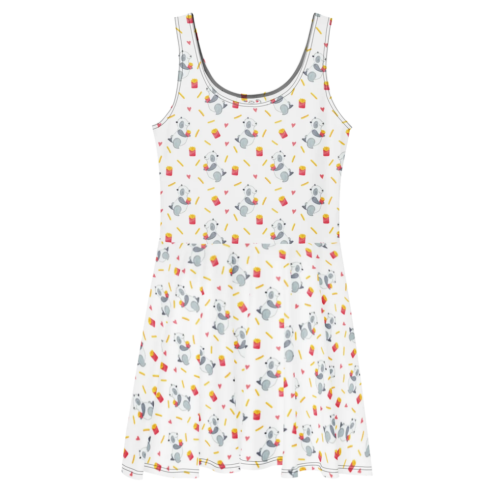 Sukienka letnia Panda frytki Kleid, Sommerkleid, Skaterkleid, Pommes Muster, Panda, Panda Muster, Pommes