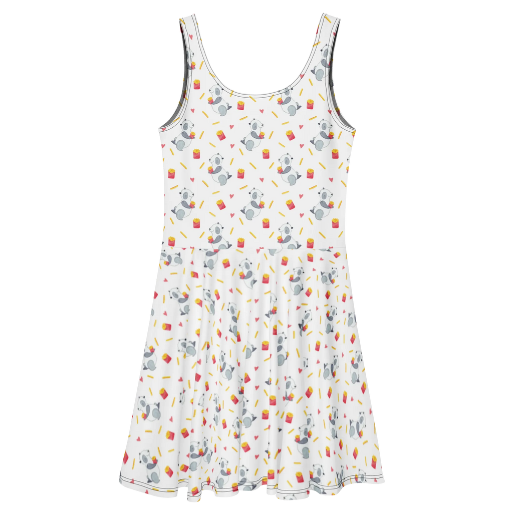 Sukienka letnia Panda frytki Kleid, Sommerkleid, Skaterkleid, Pommes Muster, Panda, Panda Muster, Pommes