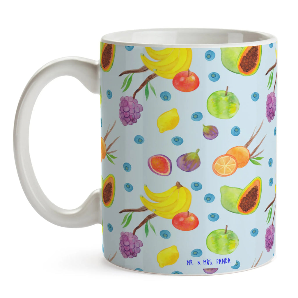 Tasse Obst Korb Muster Porzellantasse, Tasse mit Zitaten, Keramiktasse, Kaffeetasse, Tasse mit Motiven, Teetasse, Geschenktasse, Tasse, Bürotasse, Obstkorb, Frucht Muster, Obst Muster, Früchte