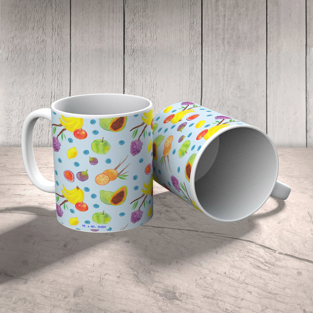 Tasse Obst Korb Muster Porzellantasse, Tasse mit Zitaten, Keramiktasse, Kaffeetasse, Tasse mit Motiven, Teetasse, Geschenktasse, Tasse, Bürotasse, Obstkorb, Frucht Muster, Obst Muster, Früchte