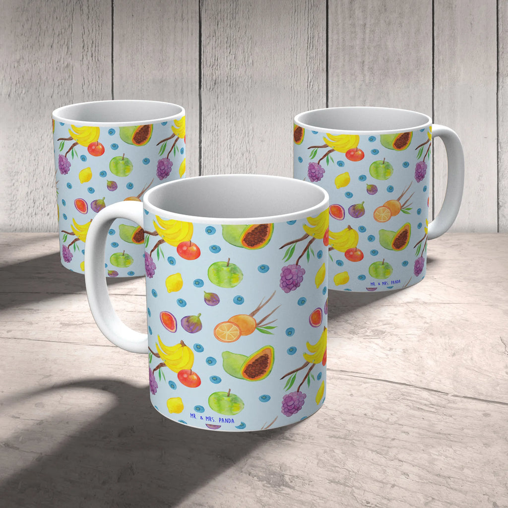 Tasse Obst Korb Muster Porzellantasse, Tasse mit Zitaten, Keramiktasse, Kaffeetasse, Tasse mit Motiven, Teetasse, Geschenktasse, Tasse, Bürotasse, Obstkorb, Frucht Muster, Obst Muster, Früchte