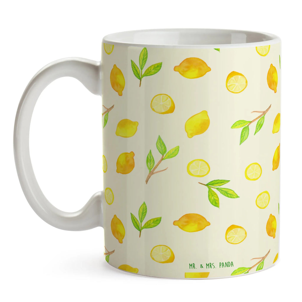 Tasse Frische Zitronen Muster Geschenktasse, Tasse mit Motiven, Keramiktasse, Teetasse, Kaffeetasse, Tasse mit Zitaten, Porzellantasse, Tasse, Bürotasse, Zitrusfrüchte Muster, Zitronen Muster, Zitrone