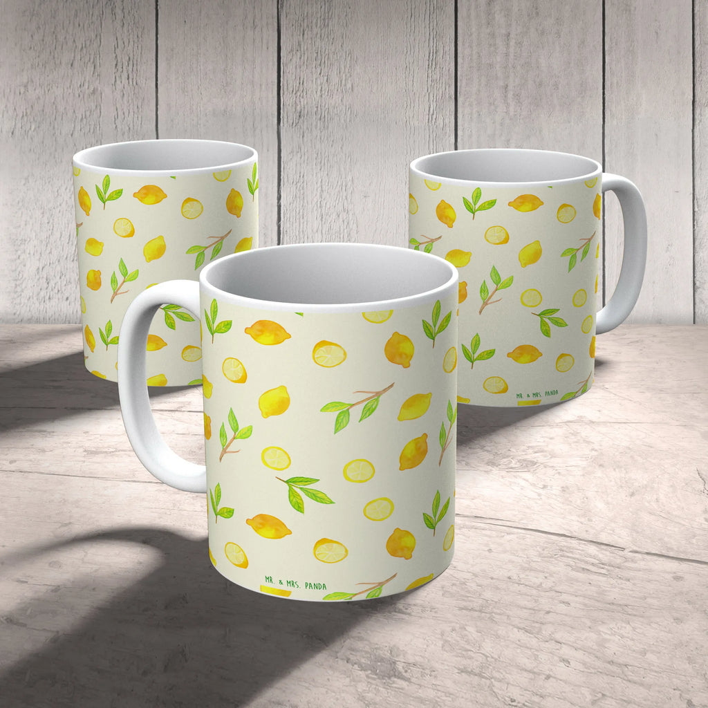 Tasse Frische Zitronen Muster Geschenktasse, Tasse mit Motiven, Keramiktasse, Teetasse, Kaffeetasse, Tasse mit Zitaten, Porzellantasse, Tasse, Bürotasse, Zitrusfrüchte Muster, Zitronen Muster, Zitrone