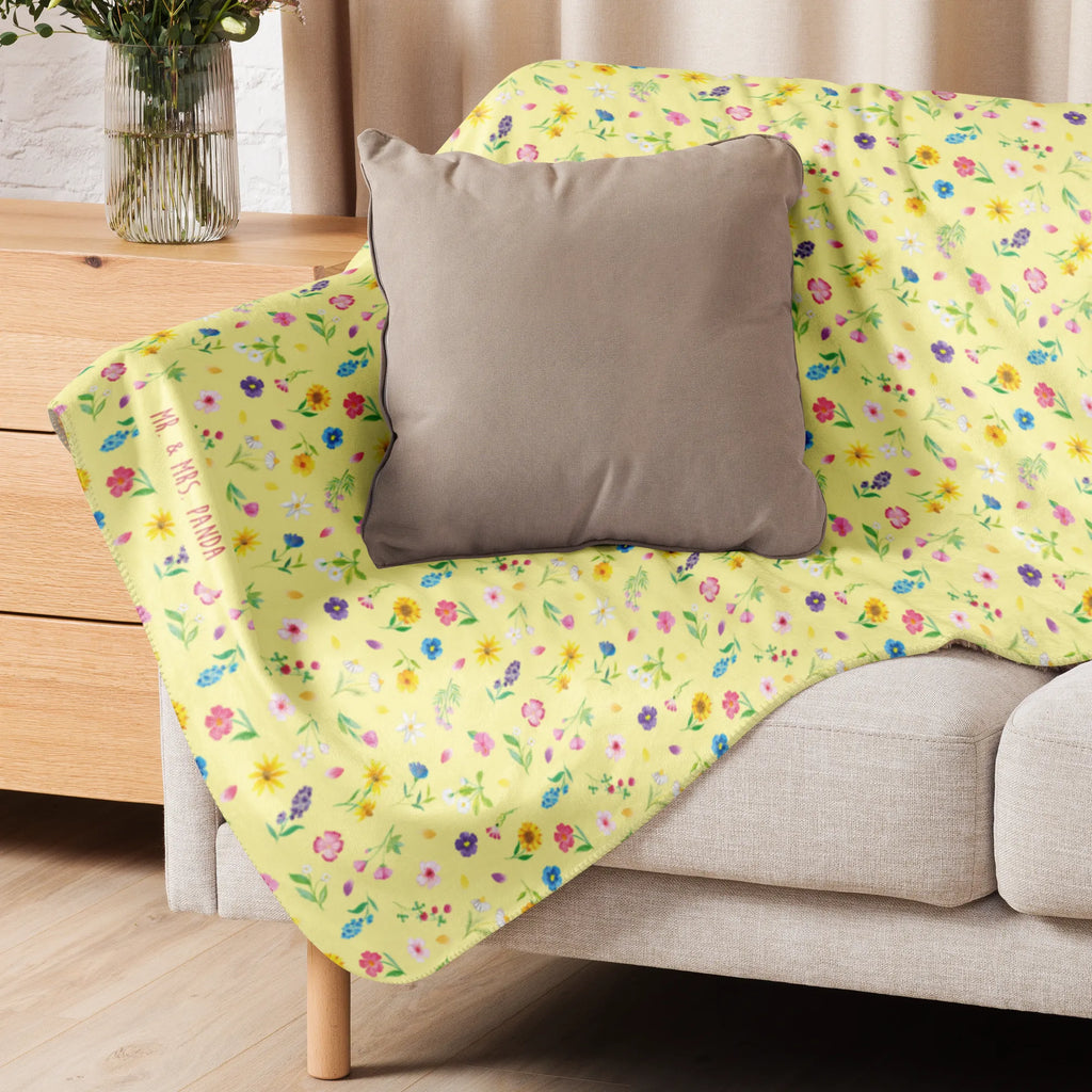 Sherpa Kuscheldecke Bunte Blumenwiese Muster, Tagesdecke, Heimdecke