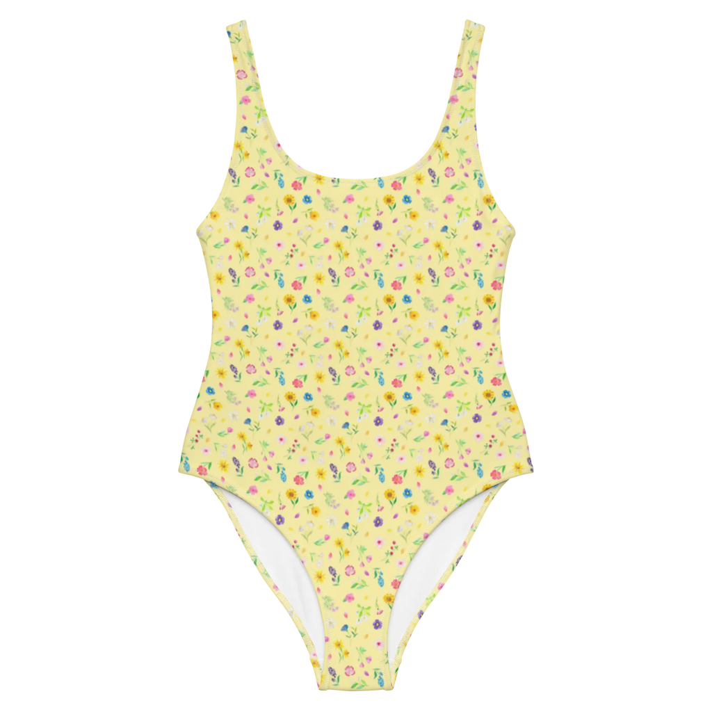 Badeanzug Bunte Blumenwiese Muster Swimsuit, Badeanzug, Rückenfreier Badeanzug, Luxus-Bademode, Bademode, Badebekleidung, Blumenwiese, Flower Power, Blumenmädchen, Wildblumen Muster, Blumen Muster