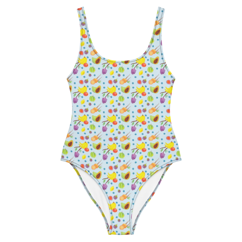 Swimsuit Fruit Basket Luxus-Bademode, Badeanzug, Bademode, Swimsuit, Badebekleidung, Rückenfreier Badeanzug, Obstkorb, Früchte, Obst Muster, Frucht Muster
