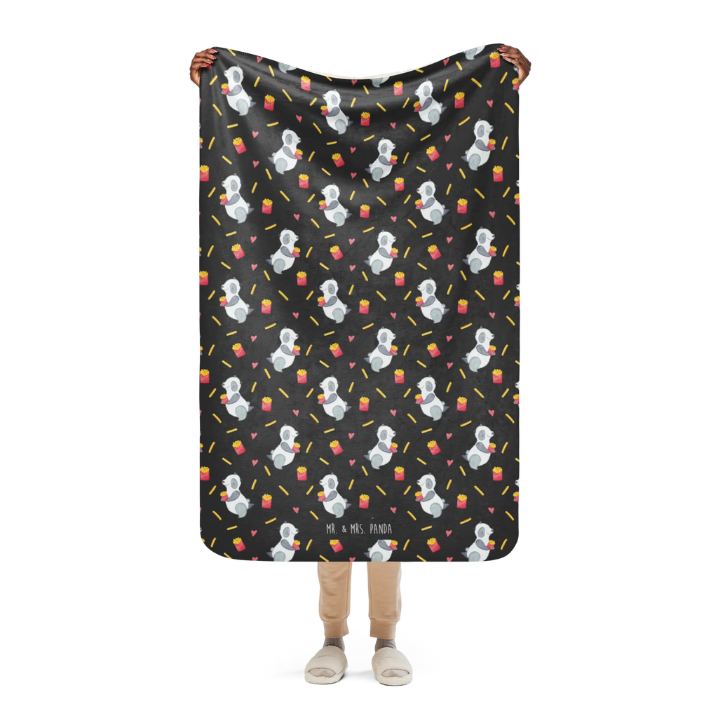 Koc Sherpa Panda frytki Pommes, Panda Muster, Panda, Pommes Muster