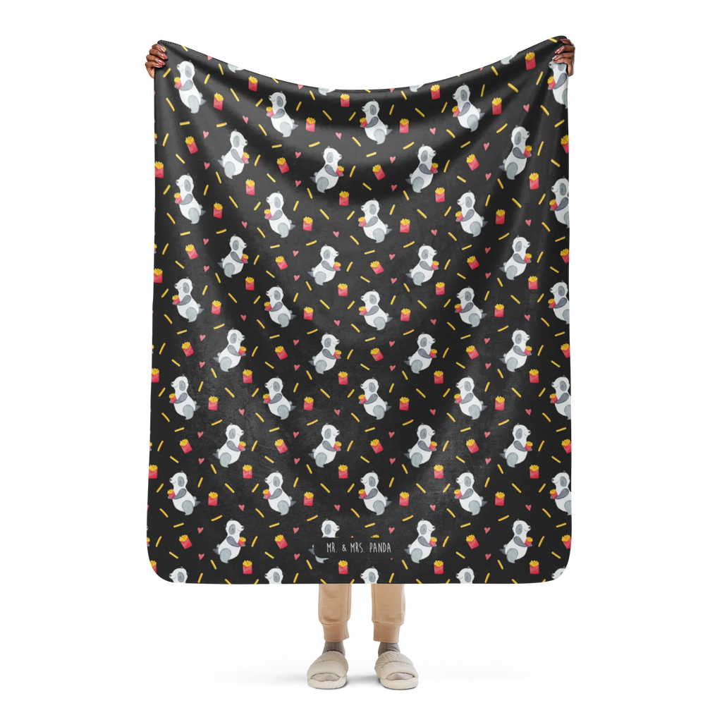 Koc Sherpa Panda frytki Pommes, Panda Muster, Panda, Pommes Muster