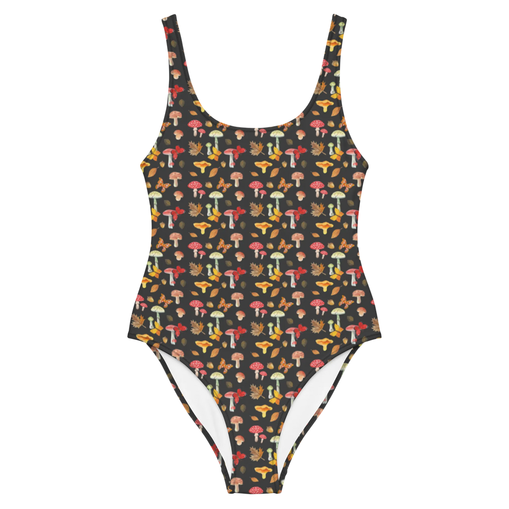 Swimsuit Mushrooms Butterflies Luxus-Bademode, Badebekleidung, Rückenfreier Badeanzug, Bademode, Swimsuit, Badeanzug, Nachtfalter, Schmetterling Muster, Pilz Muster, Pilze, Schmetterlinge