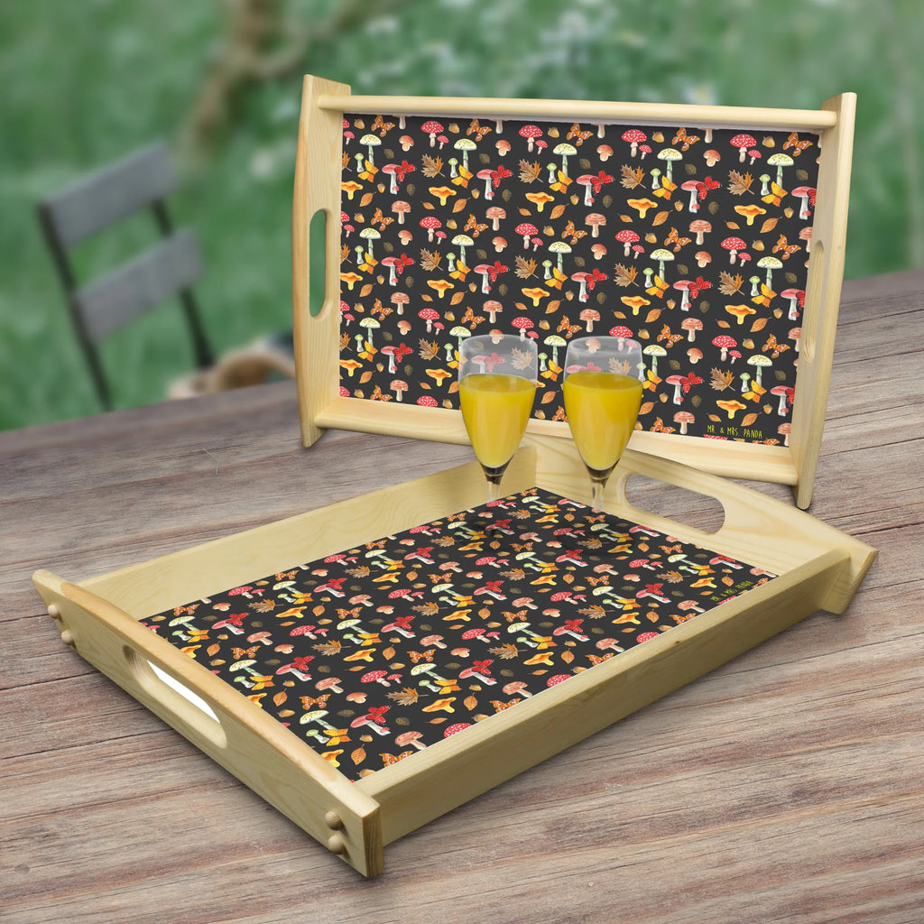 Serviertablett Pilze Schmetterlinge Muster Dekotablett, Tablett, Frühstückstablett, Serviertablett, Holztablett, Küchentablett, Pilze, Schmetterlinge, Pilz Muster, Schmetterling Muster, Nachtfalter