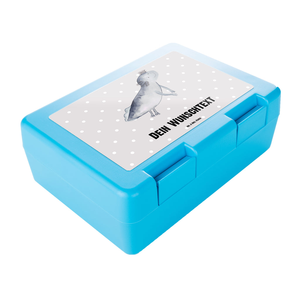 Personalisierte Brotdose Axolotl schwimmt Brotdose personalisiert, Brotbox, Snackbox, Lunch box, Butterbrotdose, Brotzeitbox, Axolotl, Molch, Axolot, Schwanzlurch, Lurch, Lurche, Problem, Probleme, Lösungen, Motivation