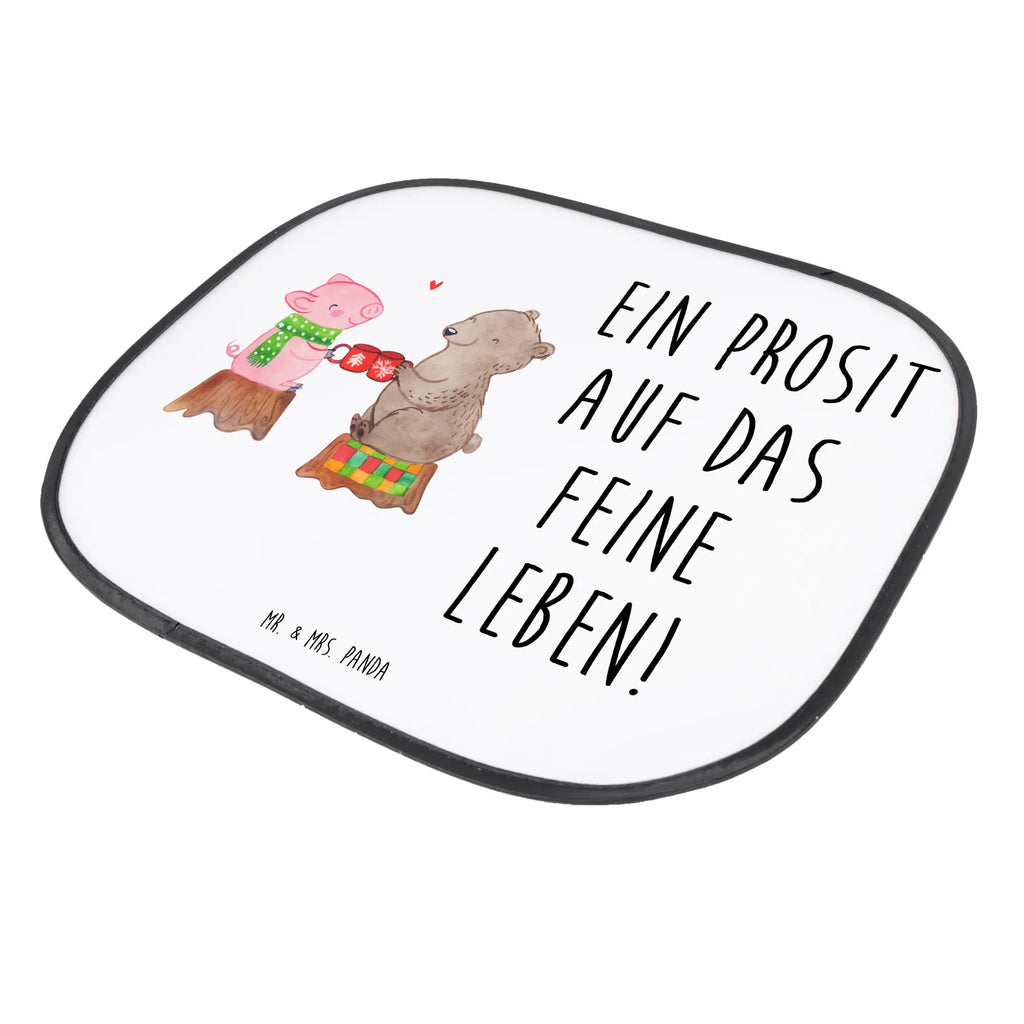 Car sun shade Glowing Pig Bash sun visor, car, children, sun protection, back seat, windows, gift, family, Winter, Christmas, Christmas time, snow