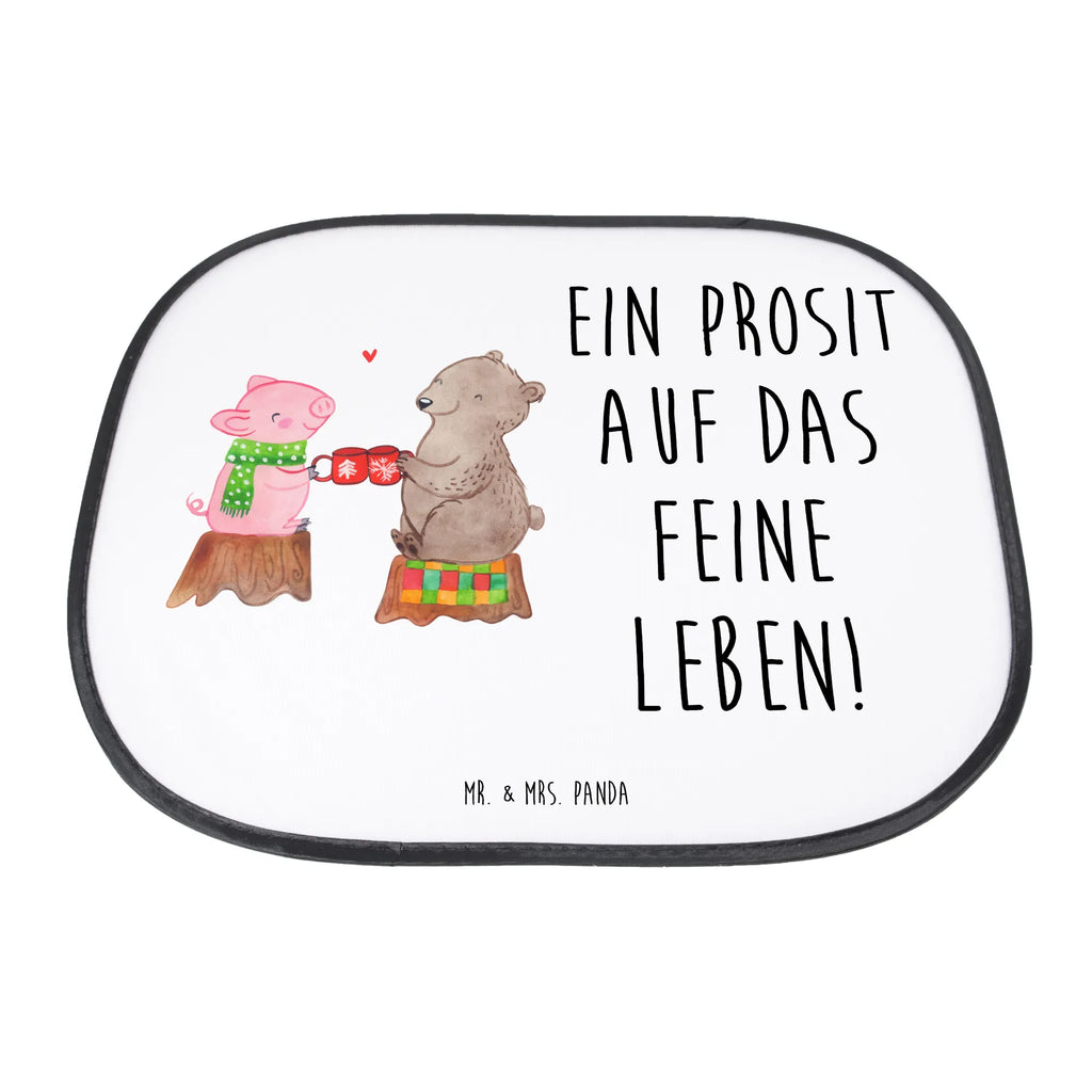 Car sun shade Glowing Pig Bash sun visor, car, children, sun protection, back seat, windows, gift, family, Winter, Christmas, Christmas time, snow