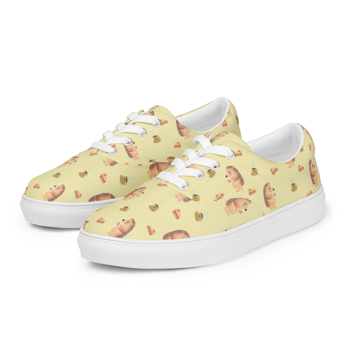 Women's Fabric Shoes Hedgehog piece of cake card, funny sayings, small animals, cute, cute animal motives, good mood, gifts, special gifts, hand drawn, gift ideas, animal lover, invitation party, cake, food saying, bake cake, birthday cake, baking gift