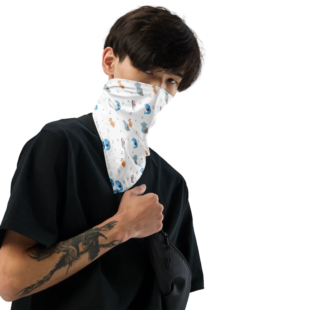 Bandana Big Band Muster Bandana kaufen, Kopftuch, Multifunktionstuch, Halstuch, Design Bandana, Bandana Tuch, Bandana, Sportbandana, Sport Bandana, Tiermotive, Gute Laune, lustige Sprüche, Tiere, Musik, Delfin, Pinguin, Elefant, Maus, Gitarre, Band, Hund, Triangel, Musikanten