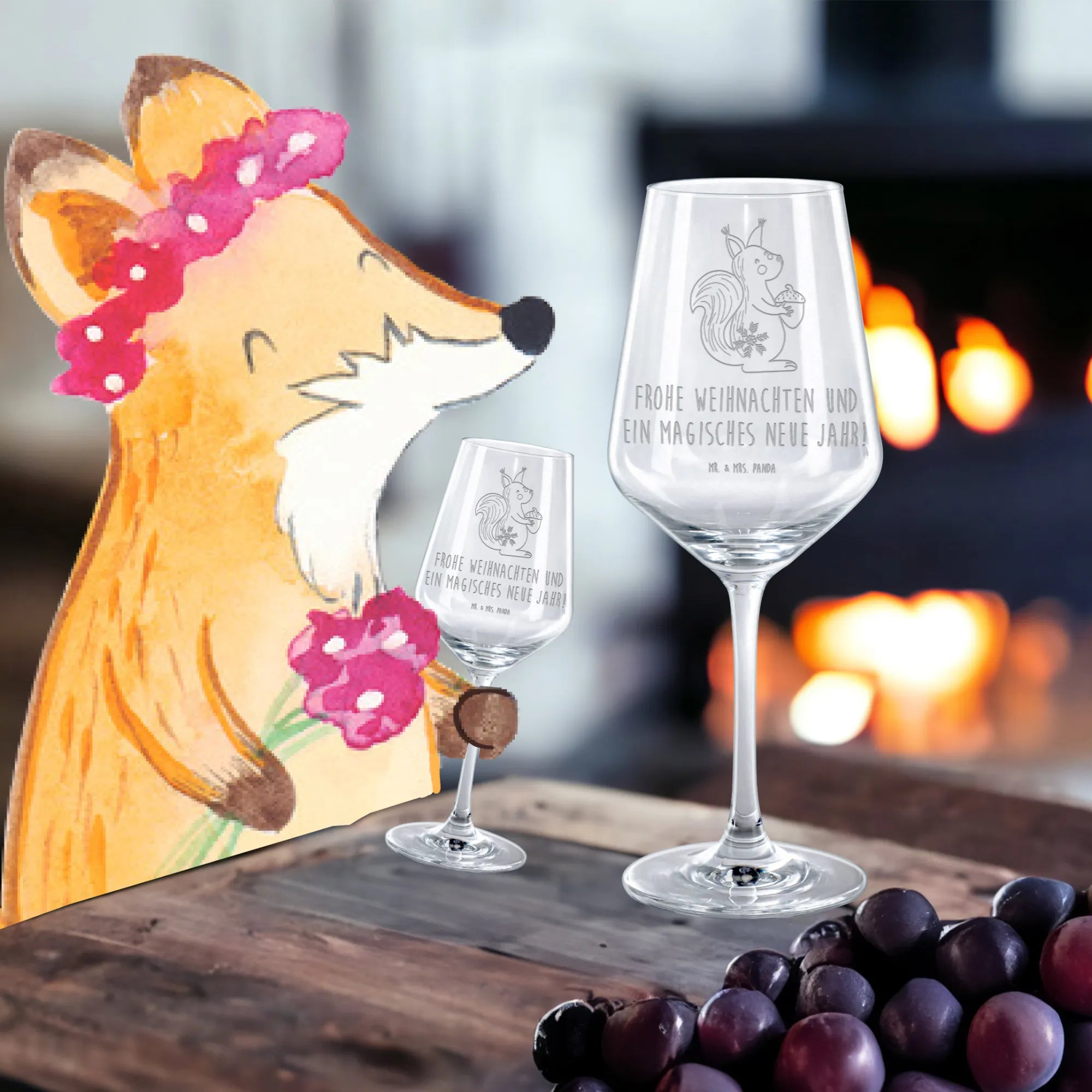 Rotwein Glas Eichhörnchen Weihnachten, Neujahr, Weihnachtsgruß, Vogel