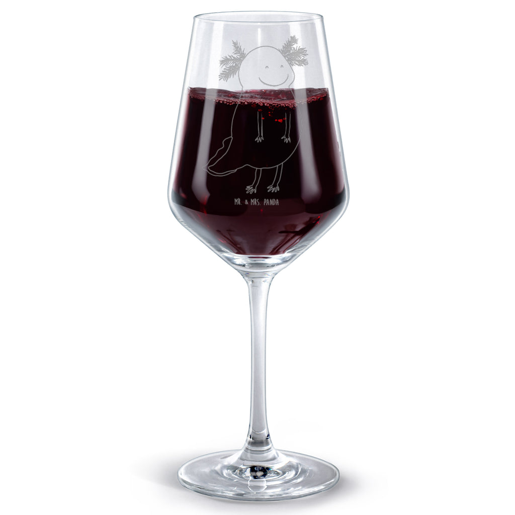 Rotwein Glas Axolotl glücklich Rotweinglas, Weinglas, Rotwein Glas, Weinglas mit Gravur, Geschenk für Weinliebhaber, Spülmaschinenfeste Weingläser, Hochwertige Weinaccessoires, Axolotl, Molch, Axolot, Schwanzlurch, Lurch, Lurche, Motivation, gute Laune