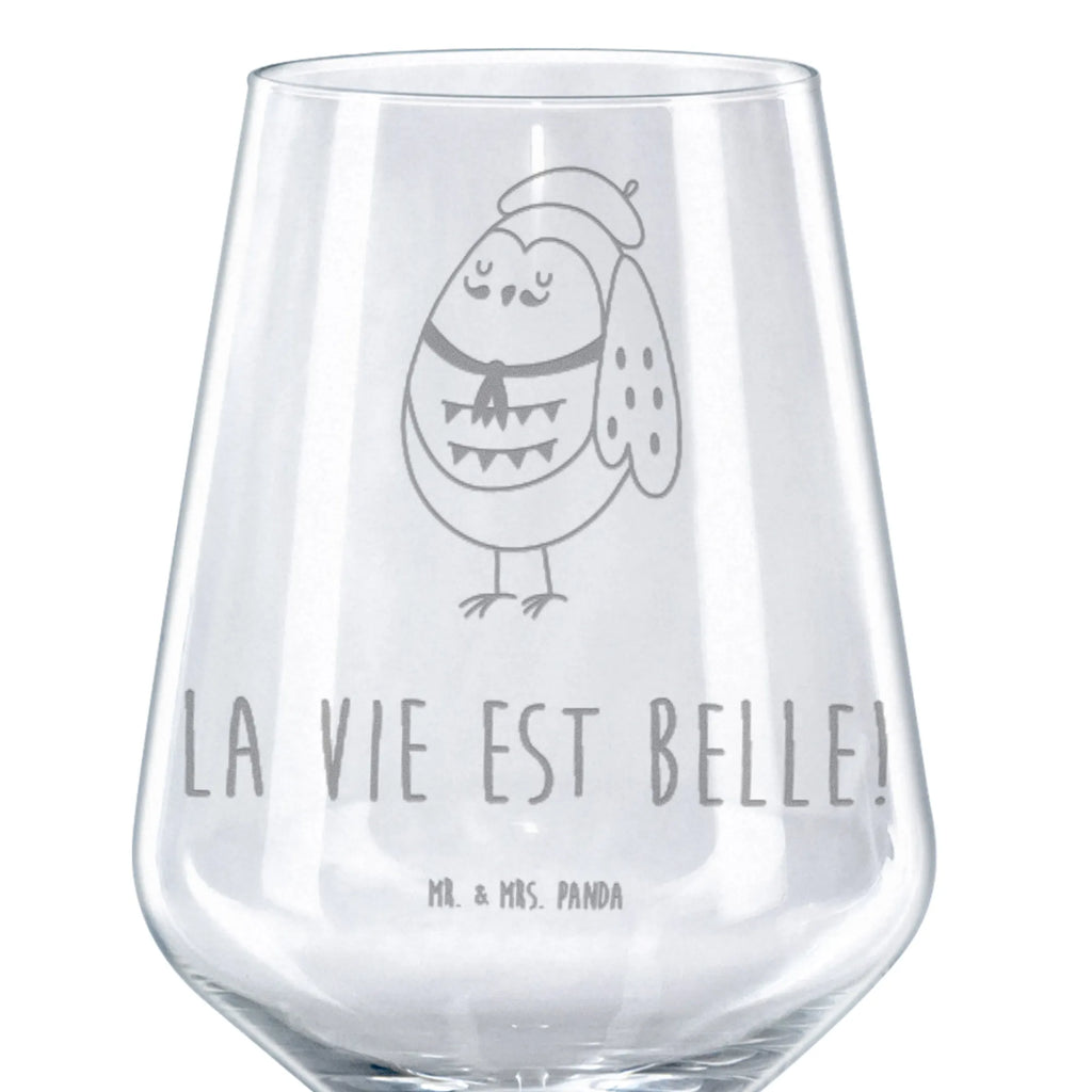 Red Wine Glass Owl France owl, forest animal, bird, nocturnal, gift ideas, birthday present, illustrated, funny, romantic gift, owl decor, Say French, France, Owl, Owl decoration, Life is beautiful, Say beautiful, Owls, La vie est belle, hibou