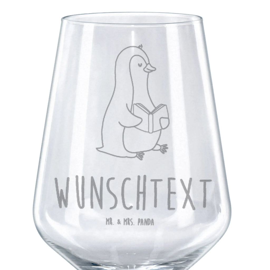 Personalized Red Wine Glass Penguin A book Penguin, North Pole, Winter, Penguins, doing nothing, penguins, vacation, lazing around, bookworm, book, holidays, reading, leisure
