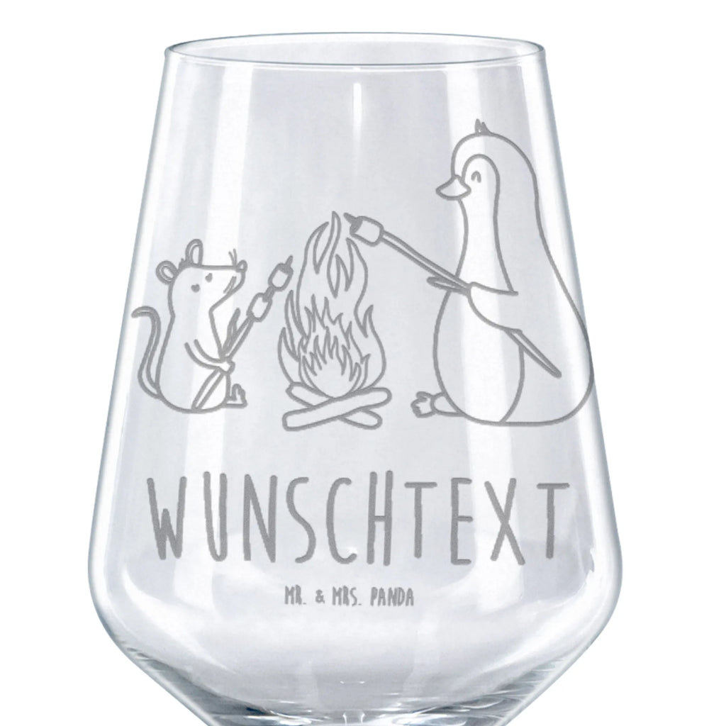 Personalized Red Wine Glass Penguin campfire Penguin, North Pole, Winter, Penguins, job, work, love, penguins, life motto, fire, life motivation, new start, mouse, campfire, barbecue, everyday office life, office, marshmallows, life, motivation
