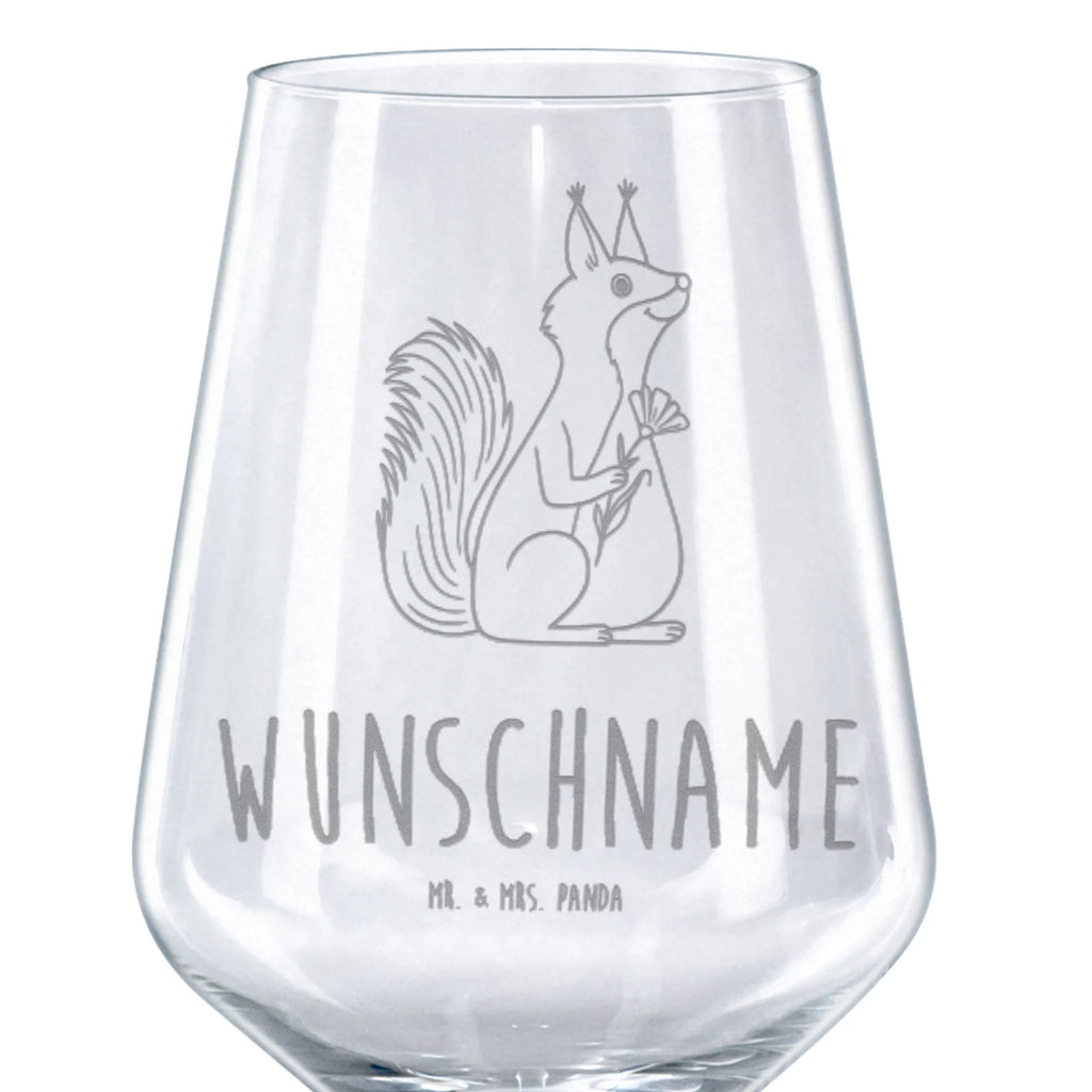 Personalized Red Wine Glass Squirrel flower small animals, cute, funny, cute animal motives, hand drawn, small world, funny sayings, good mood, happy, gifts, gift ideas, special gifts, animal lover, card, saying decoration, motivation sayings, positive saying, Squirrel, laughter, squirrel, motivation pictures, happy saying, fun
