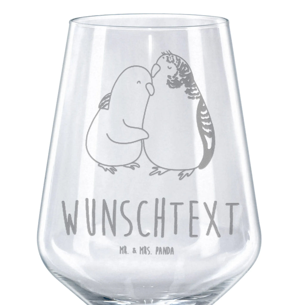 Personalized Red Wine Glass Parakeets in love Love, Loving, Two, Together, Marriage, Engagement, Proposal of marriage, Love gift, gift for her, gift for him, anniversary gift, budgie, love, cuddling, birds, closeness, trust