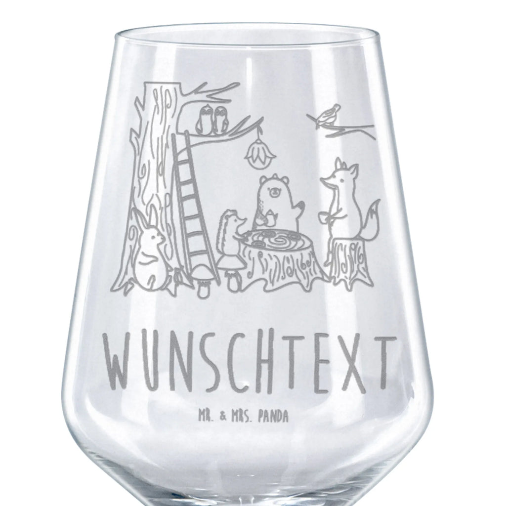 Personalized Red Wine Glass forest animals picnic small animals, cute, funny, cute animal motives, hand drawn, small world, funny sayings, good mood, happy, gifts, gift ideas, special gifts, animal lover, card, fox, mouse, forest animals, picnic, squirrel, forest, hedgehog, hare