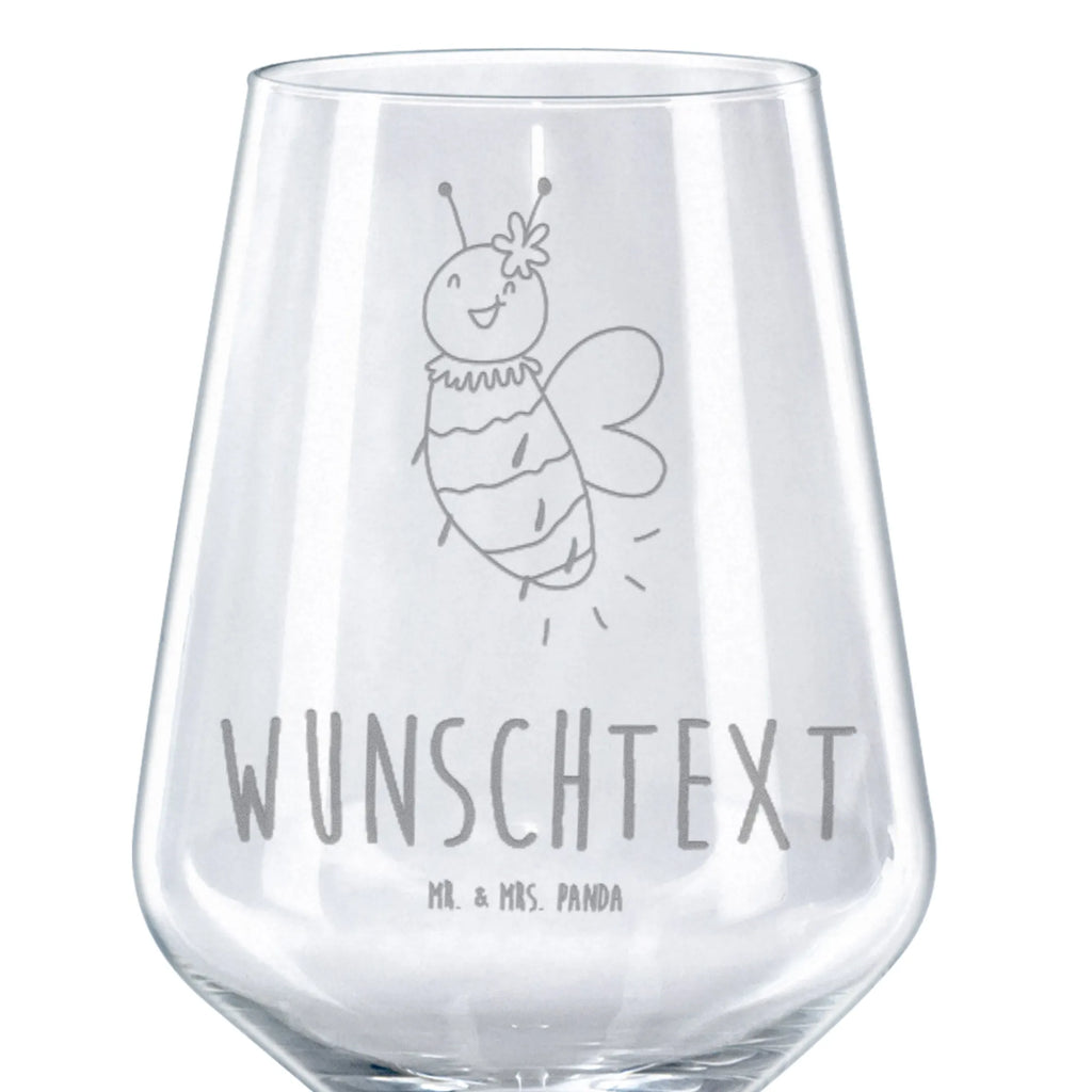 Personalized Red Wine Glass bee flower Bee, wasp, bumblebee