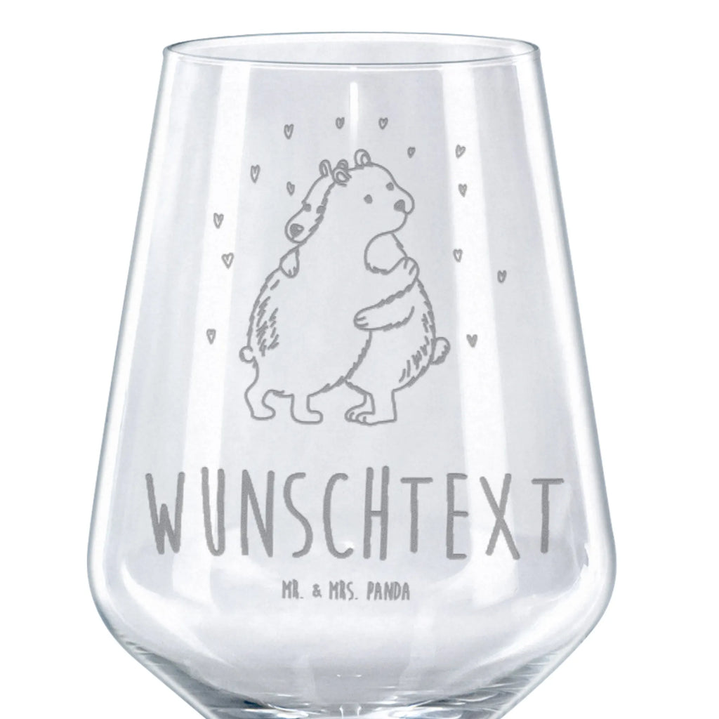 Personalized Red Wine Glass Icebear Embrace small animals, cute, funny, cute animal motives, hand drawn, small world, funny sayings, good mood, happy, gifts, gift ideas, special gifts, animal lover, card