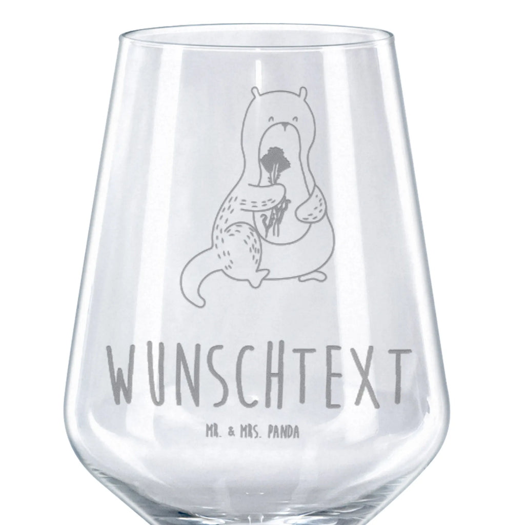 Personalized Red Wine Glass otter Bunch of flowers otter, marten, sea otter, European otter, water mammal, aquatic animal, baby otter, predator, water, otter gifts, animal lover, gift ideas for animal lovers, animal, mammal, water animal, gifts for people in love, Otter Sea Otter Lake Otter