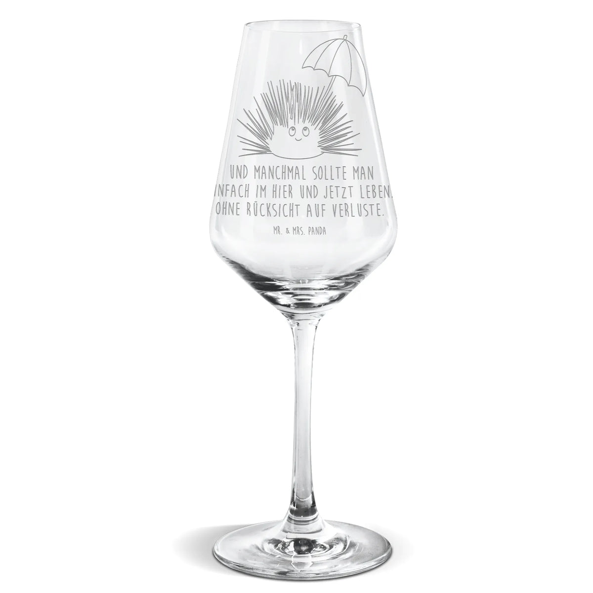 Weißwein Glas Seeigel Panda Weinglas, Weißweinkelch, Weißwein Kelch, Weißwein Glas, Weinglas Für Weißwein, Mr. & Mrs. Panda Weinglas, wein glas, Weinglas, Meer, Urlaub, Meerestiere, Lebe, Leben, Seeigel, Selbstakzeptanz, Hier und Jetzt, Achtsamkeit, Selbstliebe