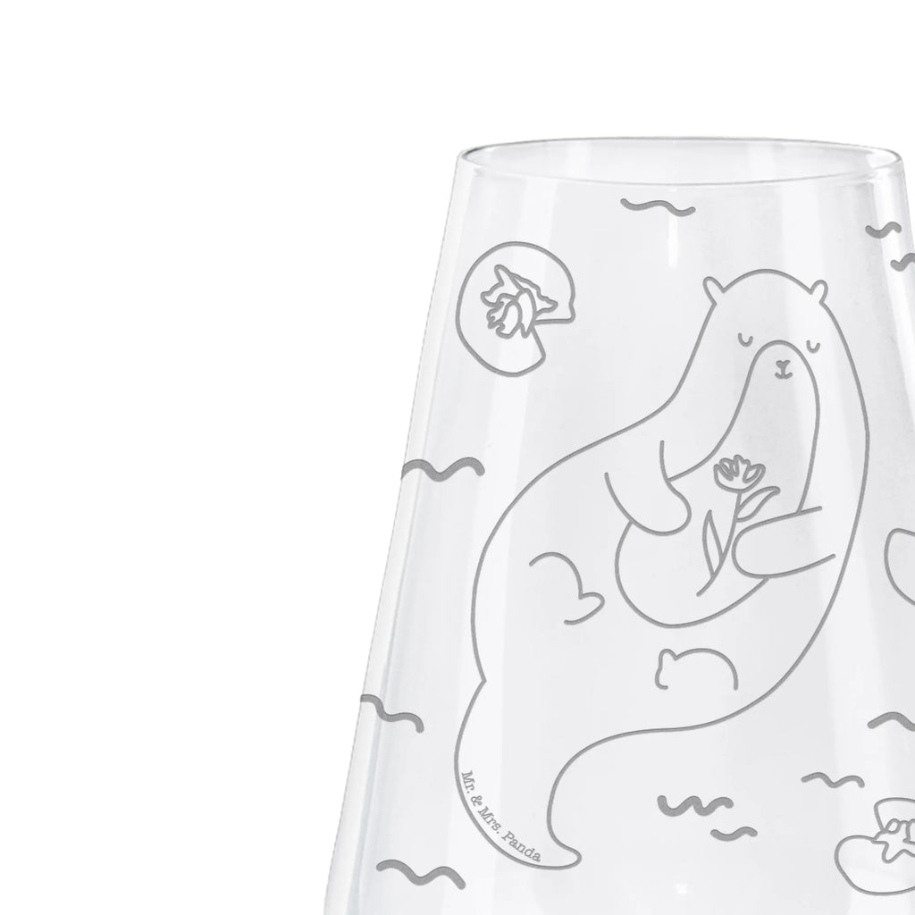 White Wine Glass otter Water Lily otter, marten, sea otter, European otter, water mammal, aquatic animal, baby otter, predator, water, otter gifts, animal lover, gift ideas for animal lovers, animal, mammal, water animal, gifts for people in love